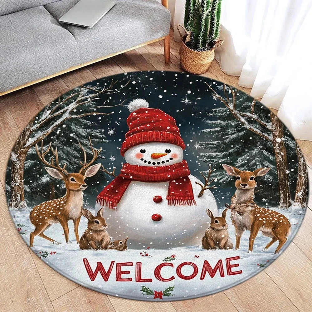 Christmas/Holiday-Winter Theme Round Area Rugs