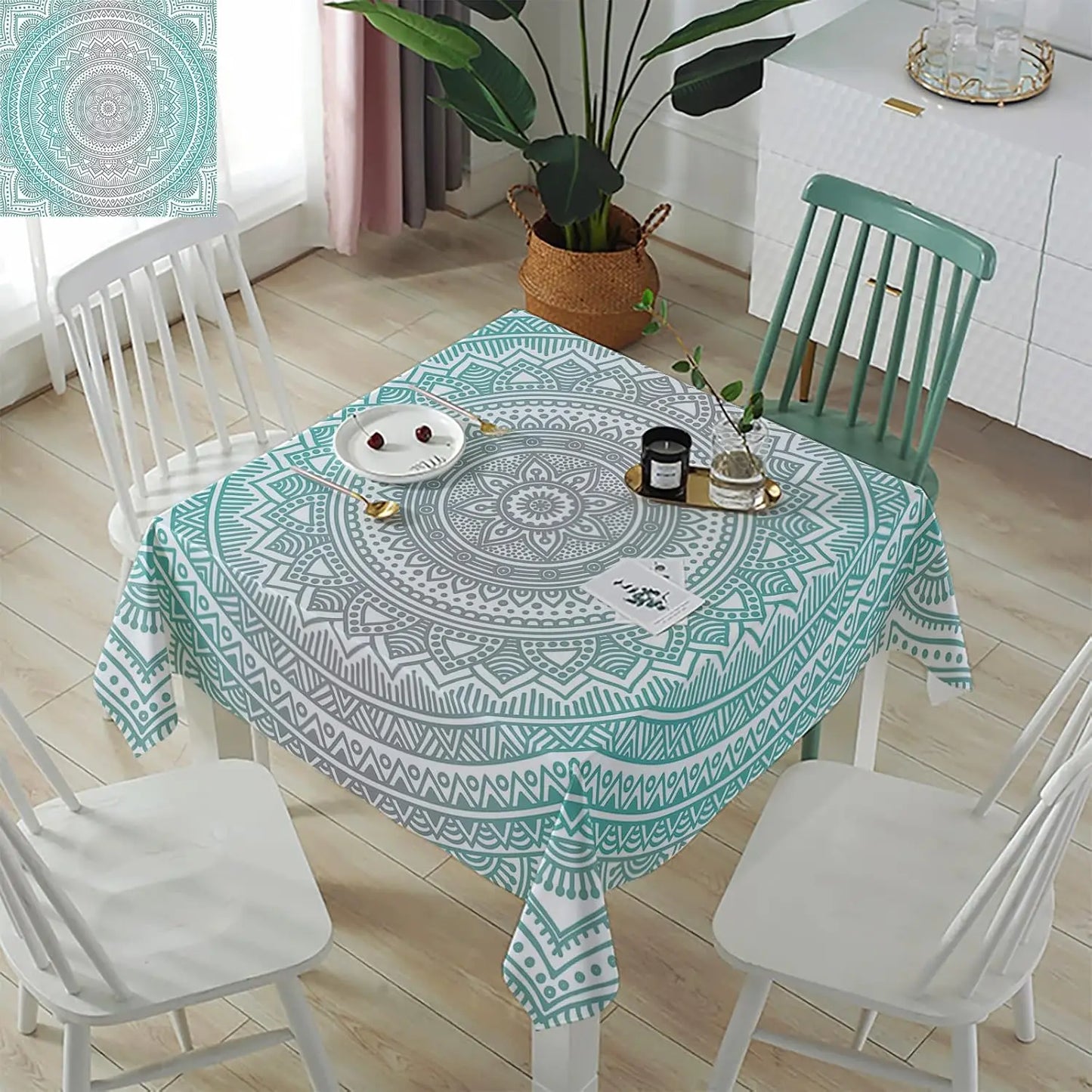 Modern Mandala Flower Rectangle Tablecloth
