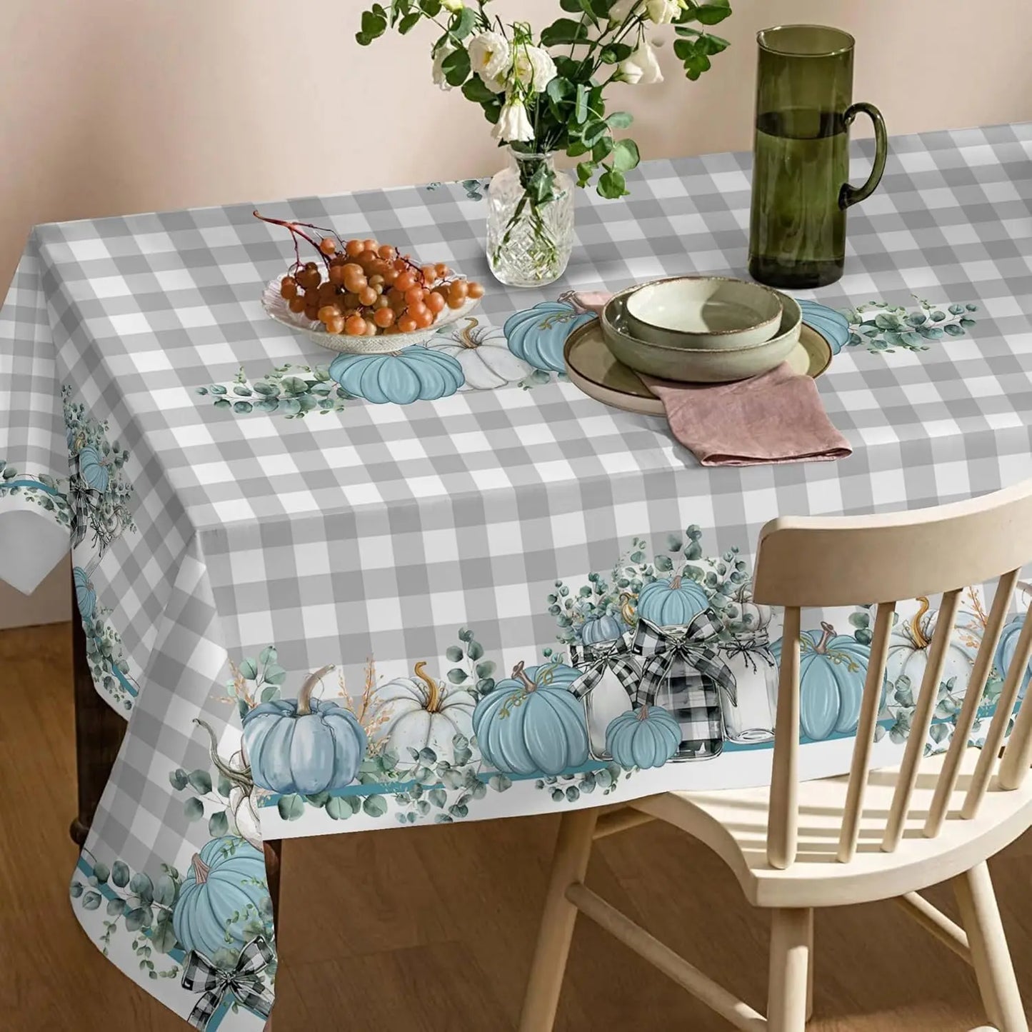 Blue Pumpkins Fall Holiday- Tablecloth