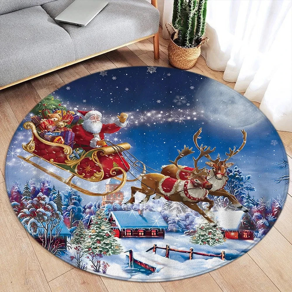 Christmas/Holiday-Winter Theme Round Area Rugs