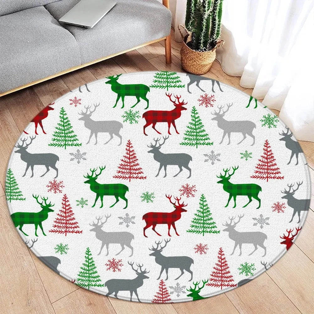 Christmas/Holiday-Winter Theme Round Area Rugs