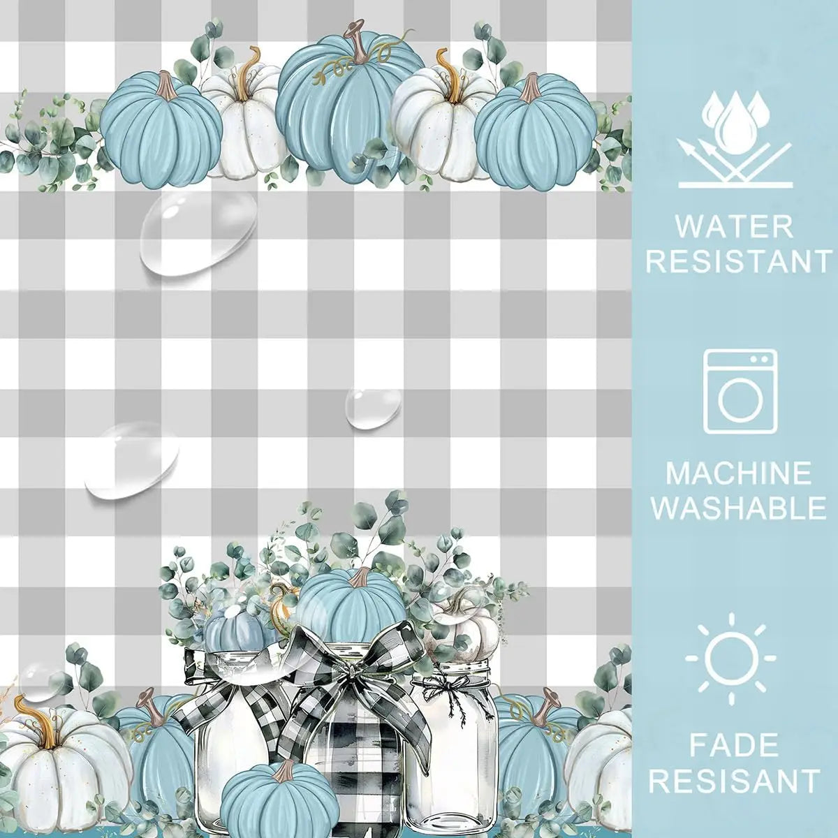 Blue Pumpkins Fall Holiday- Tablecloth