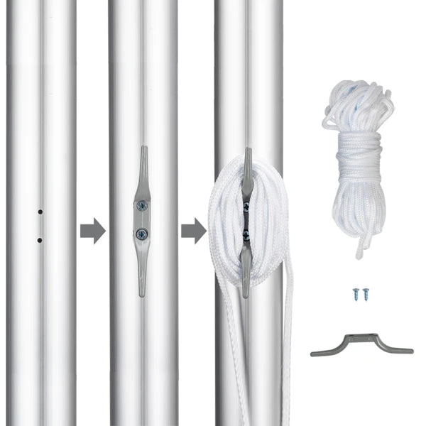 25 ft Outdoor US America Flag Flagpole Kit