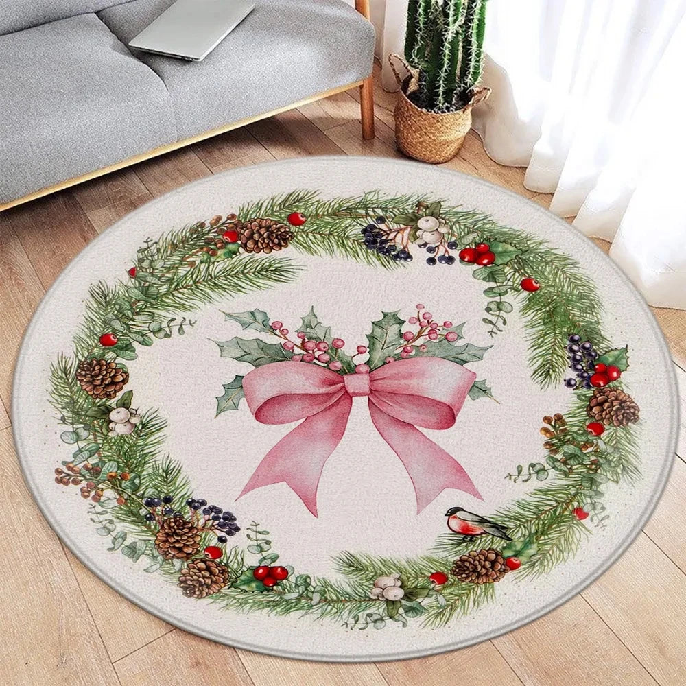 Christmas/Holiday-Winter Theme Round Area Rugs