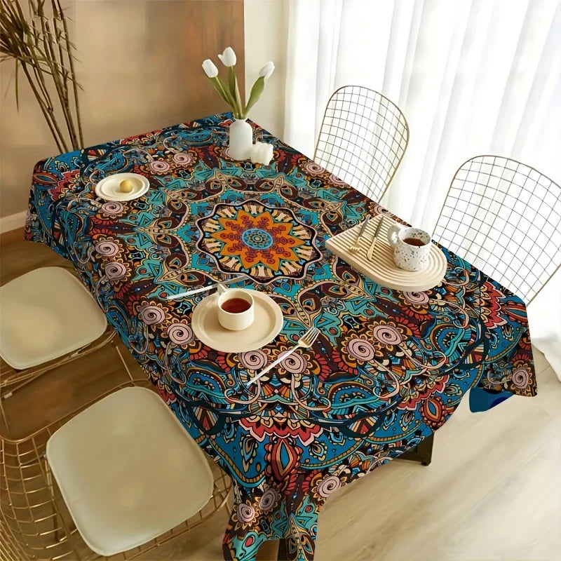 Bohemian Mandala Flower Rectangle Tablecloth