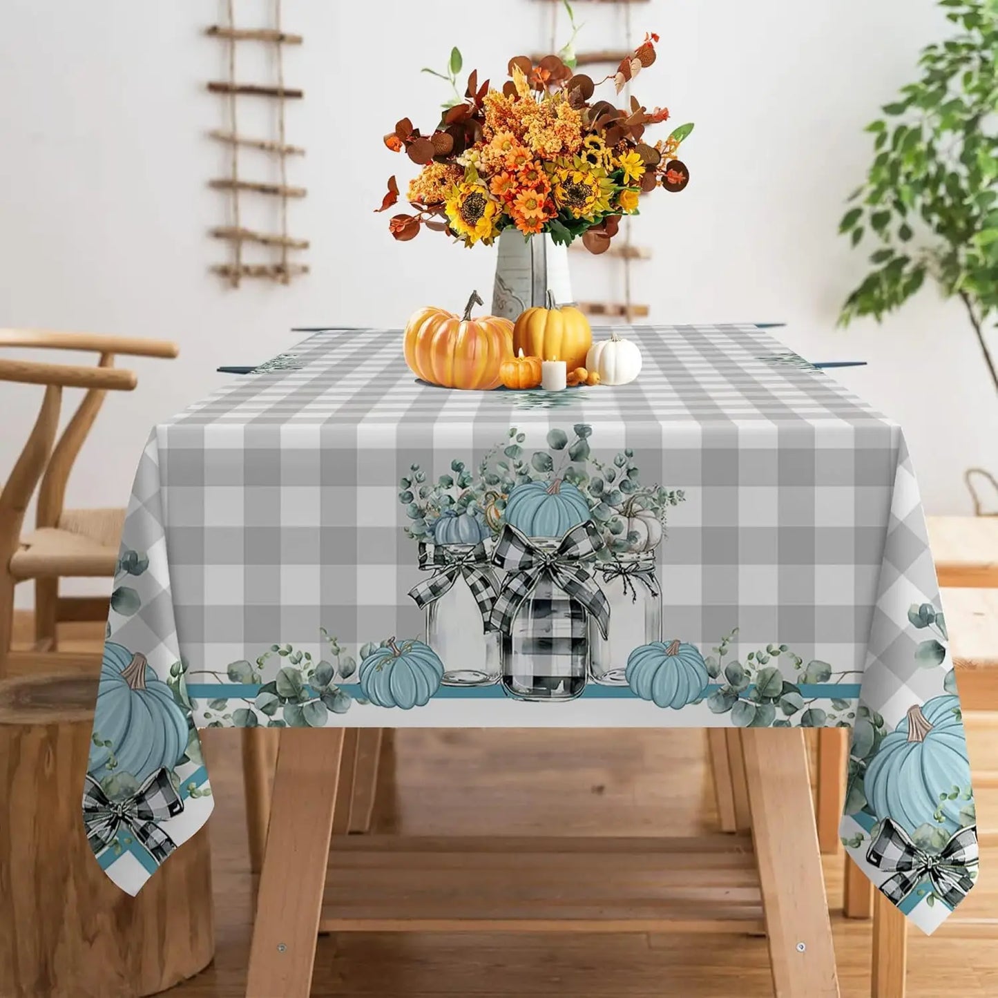 Blue Pumpkins Fall Holiday- Tablecloth
