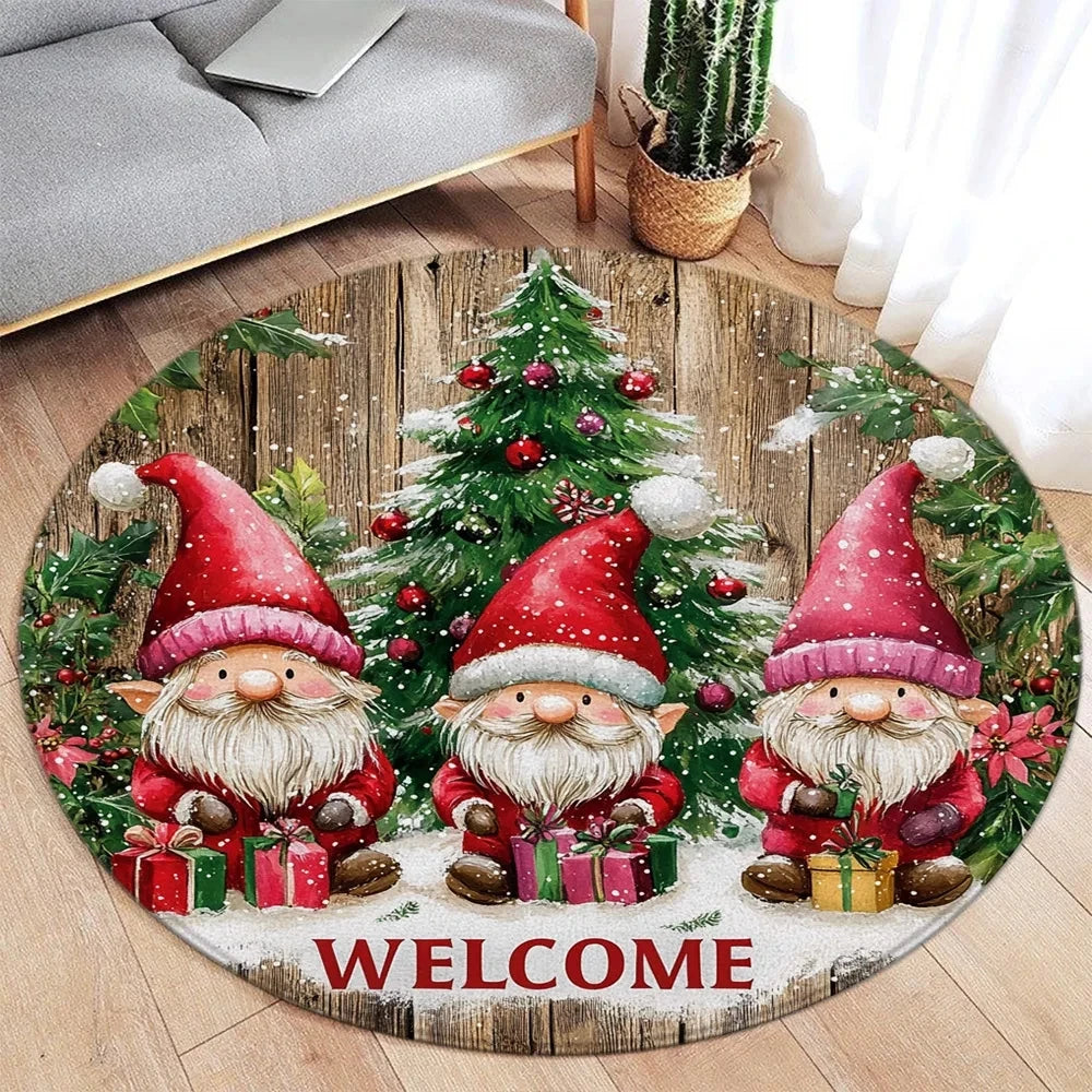 Christmas/Holiday-Winter Theme Round Area Rugs
