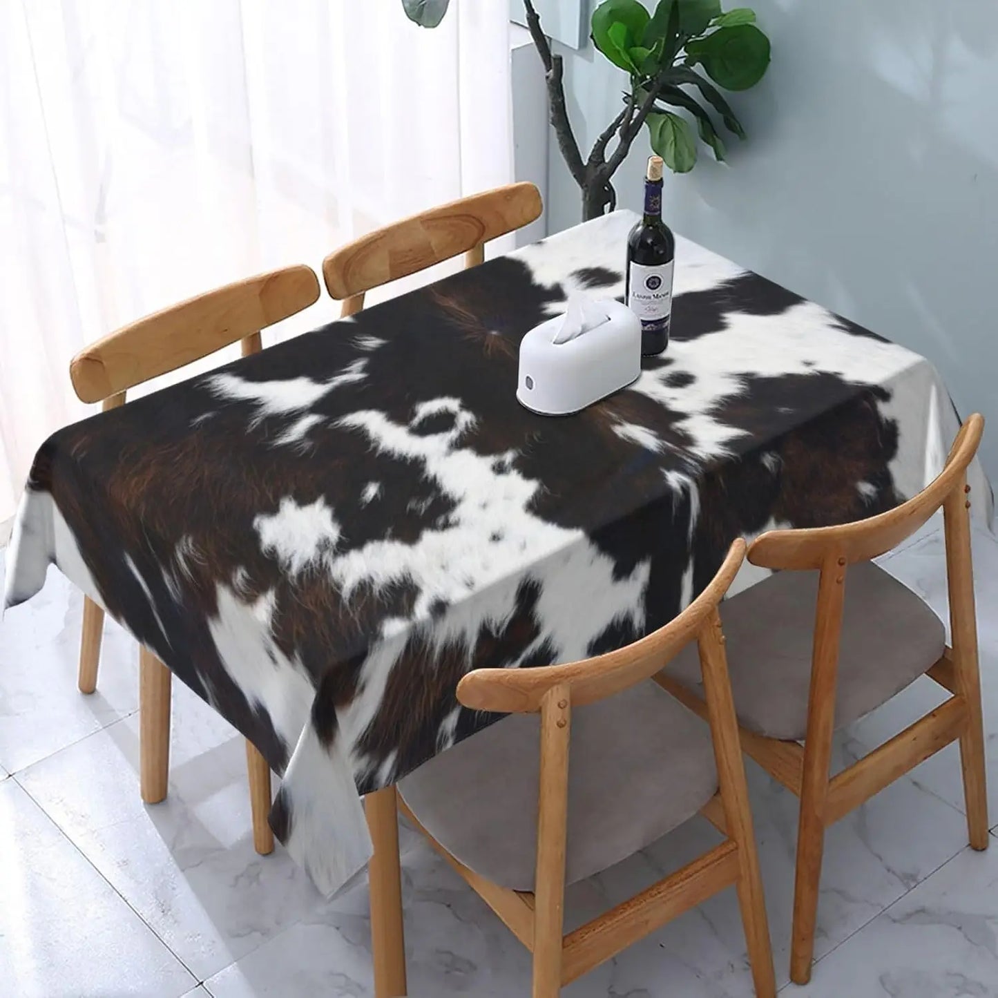 Rustic Cow Printing Rectangle Waterproof Tablecloth