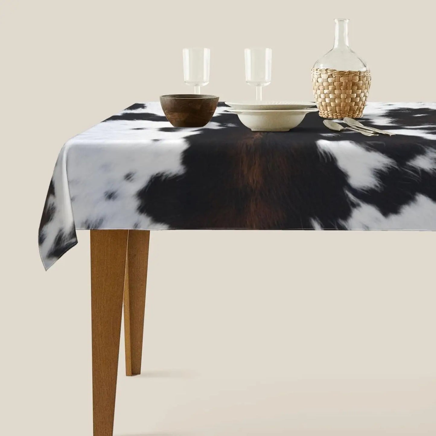 Rustic Cow Printing Rectangle Waterproof Tablecloth