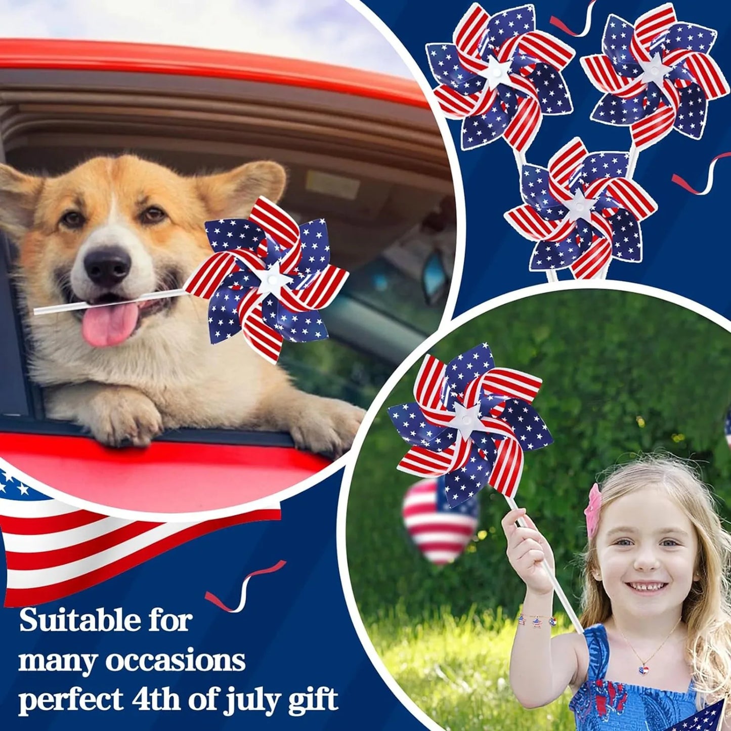 Patriotic Holiday Windmills-10 pcs