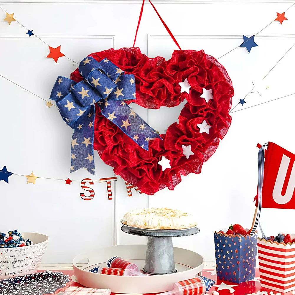 Heart-Shaped Patriotic Holiday Wreath Decor