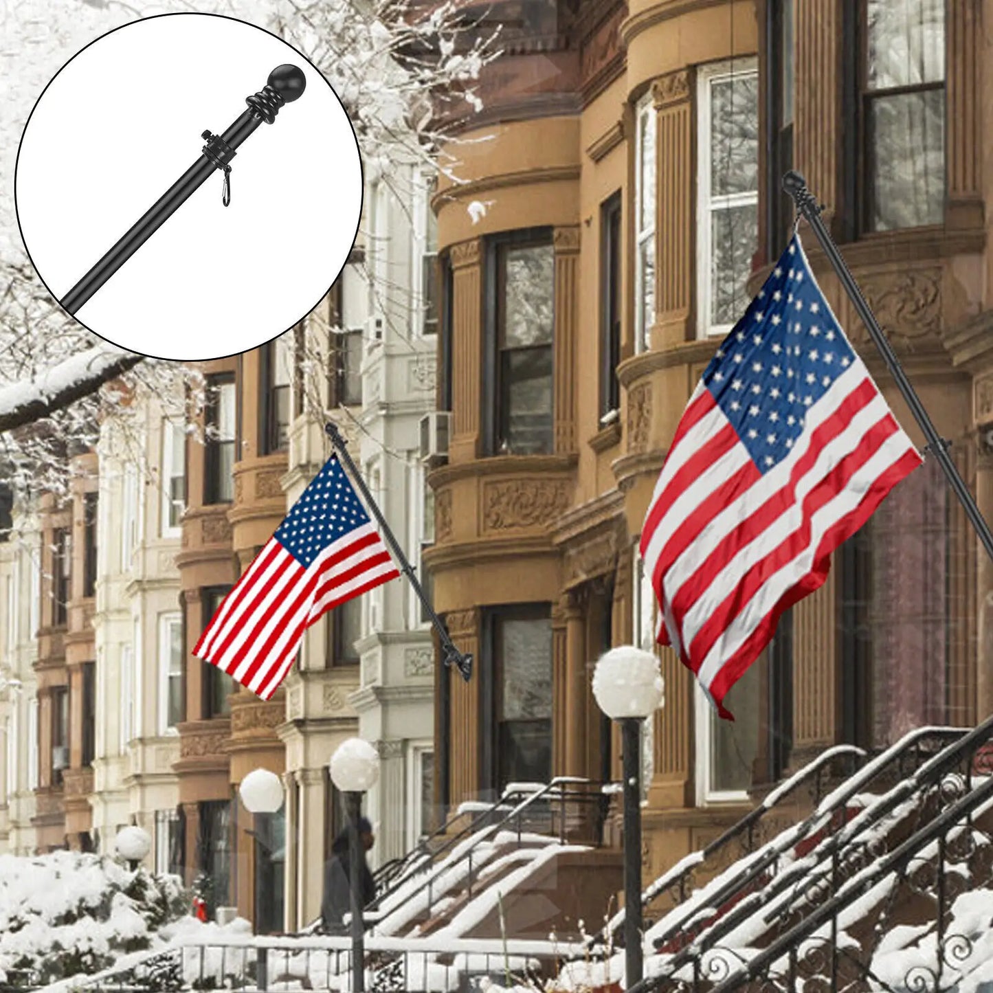 Flag Pole for Outside House, 6ft Residential or Commercial Flag Pole Kit