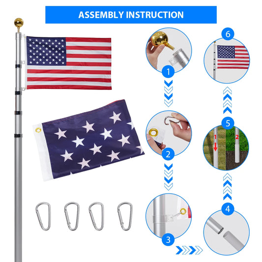 Heavy Duty Flagpole Kit for Yard