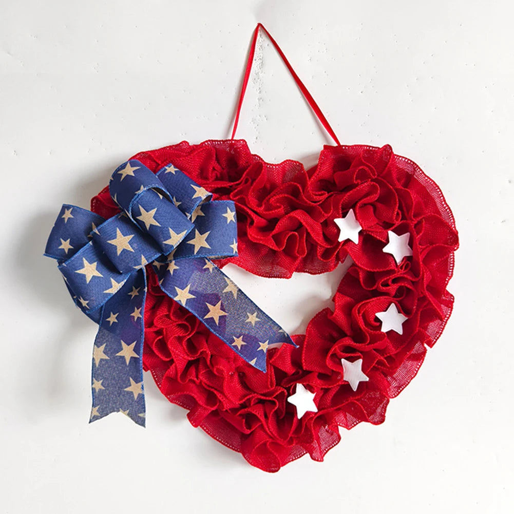 Heart-Shaped Patriotic Holiday Wreath Decor