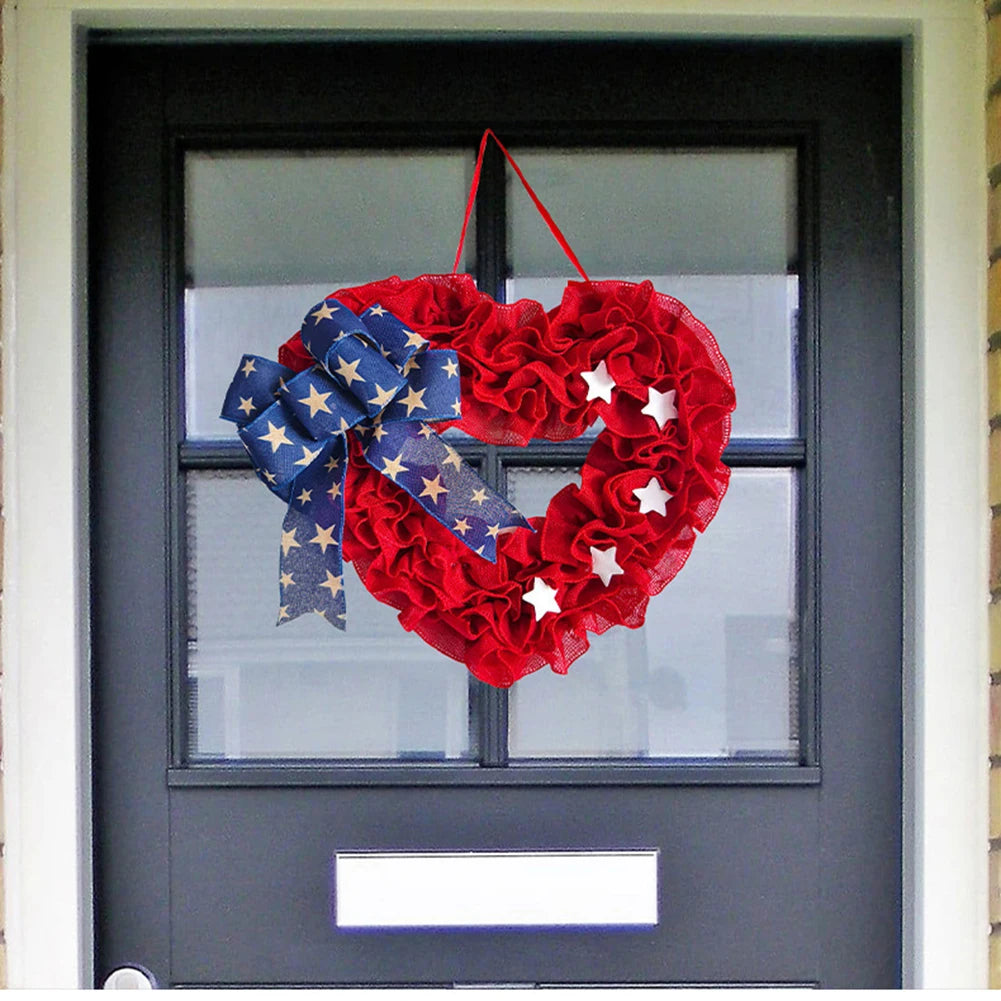 Heart-Shaped Patriotic Holiday Wreath Decor