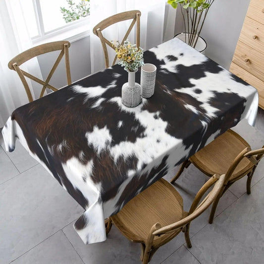 Rustic Cow Printing Rectangle Waterproof Tablecloth