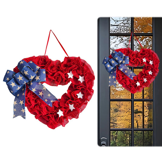 Heart-Shaped Patriotic Holiday Wreath Decor