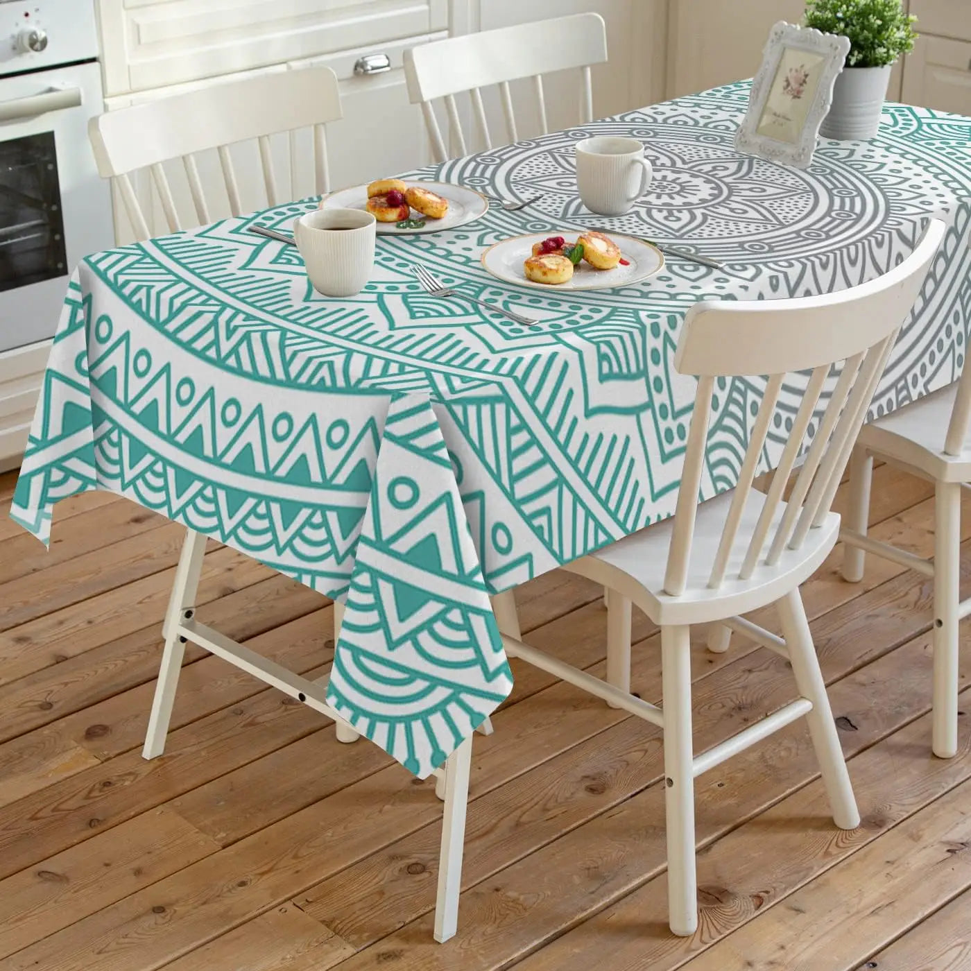 Modern Mandala Flower Rectangle Tablecloth