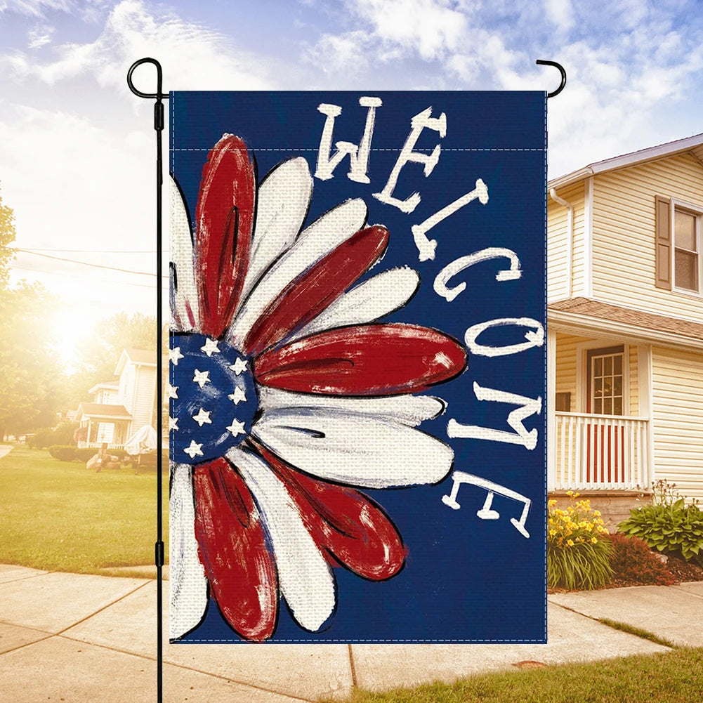 Welcome Patriotic Yard-Decorative Holiday Flag