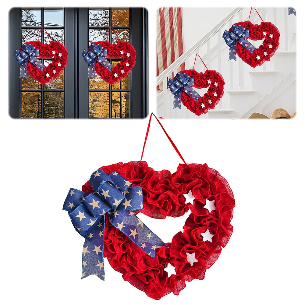 Heart-Shaped Patriotic Holiday Wreath Decor