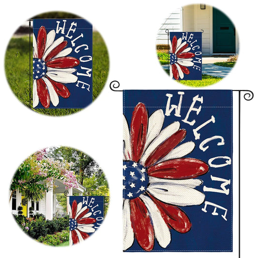 Welcome Patriotic Yard-Decorative Holiday Flag